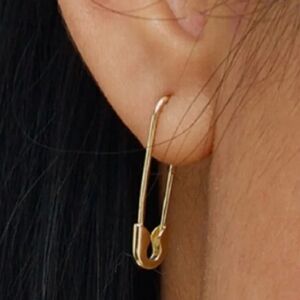 Anthropologie 18K Gold Safety Pin Earrings